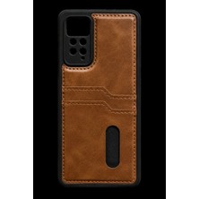 Marsilyan™- Xiaomi Redmi Note 12 Pro 4g Kılıf Sara Kartvizitli Deri Kılıf - Taba