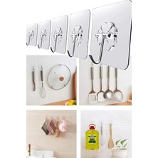 Happy Trend Home Kendinden Yapışkanlı Şeffaf Askı Askılık Havluluk 5'li Set