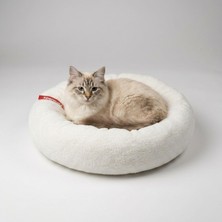 Happy Trend Peluş Yumuşak Kedi Yatağı Tüysüz Kedi ve Köpek Minderi Beyaz