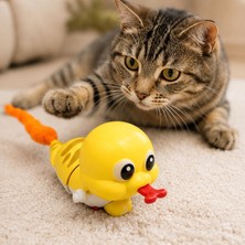 Happy Trend Hareketli Peluş Kuyruklu Kedi Oyuncağı 30 Cm, Yılan Tasarımlı Hareketli Kedi Oyuncağı, Kovalama Yakalama ve Günlük Oyun Için (Sarı)