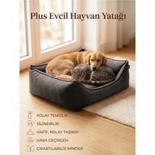 Happy Trend Silinebilir Kedi Köpek Yatağı, Koltuk Kumaşı, Yıkanabilir, Gri, Large