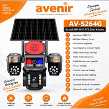 KRNTEKNO TEKNOLOJİ MARKET Krntekno Avenir AV-S264G--3 Lens--6 Mp--Wi-Fi--Ptz Solar Kamera