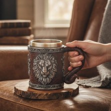 Hediyesahibi 3D Aslan Figürlü Metal Kupa Bardak