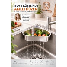 Transformacion Lavabo Köşe Süzgeci Organizer Üçgen Köşe Lavabo İçi Sebze Meyve Yıkama ve Sünger Sepeti 18/10 304 Paslanmaz Çelik 721520