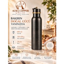 Aura Copper Siyah Oksit Bakır Matara 600 ml – Sızdırmaz Kapaklı El Yapımı Su Şişesi