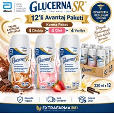 Abbott Glucerna Sr 220 ml – 12’li Karma Avantaj Paketi  4 Çikolata + 4 Çilek + 4 Vanilya