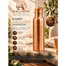 Aura Copper Bakır Matara 600 ml – Içi Kalaylı Sızdırmaz Kapaklı El Yapımı Su Şişesi