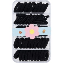 Mare Accessories Çoklu Siyah Renkli Minik Kumaş 60 Adet Kutulu Lastik Toka