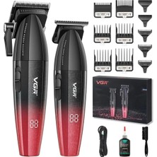 VGR Voyager V-640S2 Profesyonel 2'li Saç Kesme Makinesi ve Çizim Seti 9000 Rpm Dlc Seramik Bıçaklı Şarjlı Berber Seti