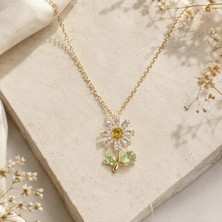 Sepetten Eve Çelik Kararmaz Papatya Altın Renk Kolye