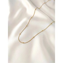 Sepetten Eve Kadın 316L Paslanmaz Çelik Gold Top Zincir Dorika Kolye