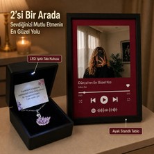 Sepetten Eve Işıklı Kutulu Pembe Gümüş Kaplama Kuğu Kolye Dünyanın En Güzel Kızı Tablo Sevgiliye Hediye Aynalı Spotify Kodlu Makyaj Tablosu