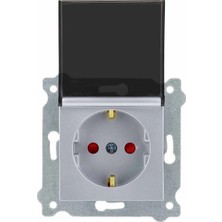 Exen Gümüş Modül+Kapak Kapaklı Çocuk Korumalı Topraklı Priz