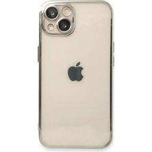 Marsilyan™- Apple Iphone 14 Kılıf Razer Lensli Silikon - Gümüş