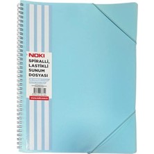 Noki  65140-SL-110  A4 Spiralli Lastilki 40'lı Sunum Dosyası -  Pastel Mavi