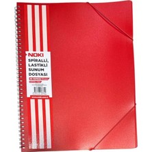 Noki  65140-SL-080  A4 Spiralli Lastilki 40'lı Sunum Dosyası -  Kırmızı