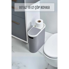 Bezos Gri Kapaklı Wc Kağıtlıklı Çöp Kovası & Ofis Çöp Kovası 10 Lt