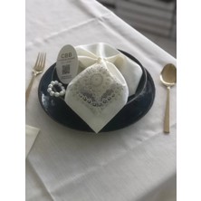 Ceki Home Sofra Takımı Kartanesi Gardenya Keten Yemek Takımı 160x220 Masa Seti 12 Kişilik 26 Parça Runner Set Kreme Gold