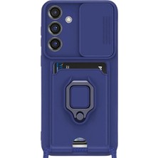 Mey Ithalat®  Samsung Galaxy S25 Plus Kılıf Zuma Kartvizitli Yüzüklü Silikon - Lacivert