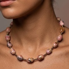THEIA GemWorks Kian - Pembe Opal ve Hematit Taşlı El Yapımı Kolye