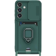 Mey Ithalat®  Samsung Galaxy S25 Plus Kılıf Zuma Kartvizitli Yüzüklü Silikon - Yeşil
