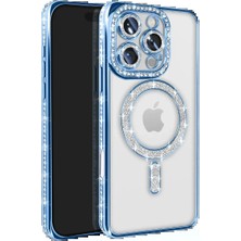 Veraura Lifestyle Apple iPhone 16 Pro Max Kılıf Joke Simli Magneticsafe Kılıf - Mavi