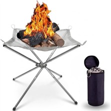 Veraura Lifestyle Katlanabilir ve Taşınabilir Kamp Ateşi Çukuru – Paslanmaz Çelik Örgü Tasarımlı Kamp Ateşliği ve Barbekü Standı