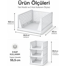 Veraura Lifestyle 3 Katlı Portatif Organizer - Çok Amaçlı Kayar Raf 18.5X33.5X43CM Toplam 55.5cm