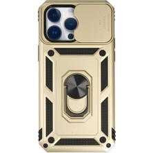 Veraura Lifestyle Apple iPhone 14 Pro Max Kılıf Pars Lens Yüzüklü Silikon - Gold