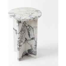 Adomar Marble Calacatta Viola Artı Ayaklı Mermer Yan Sehpa
