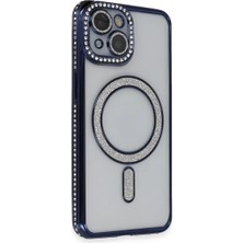 Veraura Lifestyle Apple iPhone 13 Kılıf Joke Simli Magneticsafe Kılıf - Lacivert