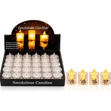 Veraura Lifestyle 24 Adet Küçük Boy Pilli Kristal Mika LED Mum Çap: 3.8cm Yükseklik: 4.8cm İ10-017