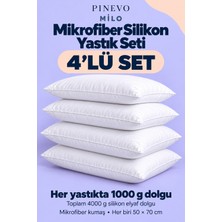 Pinevo 4'lü Mikrofiber Silikon Dolgulu Uyku Yastığı 1000 gr 50X70 cm – Dolgun ve Yumuşak