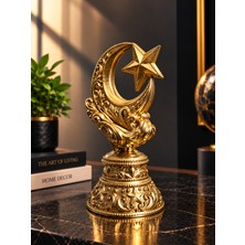 Hediyehanem Ay Yıldız Biblo Dekoratif Masa Süsü Şık Ev Ofis Dekoru Gold Hediyelik Obje