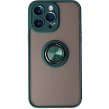 Marsilyan™- Apple Iphone 14 Pro Max Kılıf Montreal Yüzüklü Silikon Kapak - Yeşil