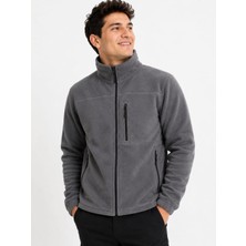 Bizim Terzi Füme Polar 3 Cepli Tam Fermuarlı Slim Fit Anti Pilling Tüylenme Yapmaz. Hava Geçirmez
