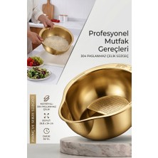 Layfislife Gold 304 Paslanmaz Çelik Pirinç ve Sebze Yıkama Süzgeci 26,8 x 24 cm