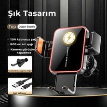 İdragon SD15 15W Hızlı Kablosuz Şarjlı Araç Telefon Tutucu - Rgb Işıklı, Havalandırma Uyumlu, Sarsıntı Önleyici Otomatik Kavramalı