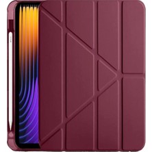 Marsilyan™- Xiaomi Pad 7 Pro Kılıf Kalemlikli Mars Tablet Kılıfı - Mürdüm