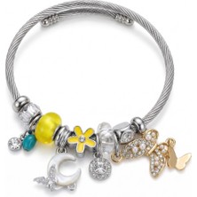 Silver Charm Bileklik Sarı Enerji Ayarlanabilir Çelik Bileklik