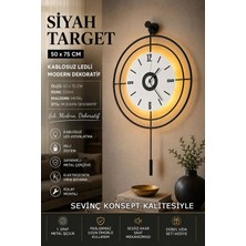 Led'li Target Kristal (Büyük Boy 50 x 75 Cm), Modern Dekoratif Sarkaçlı Metal Duvar Saati