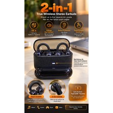 Mey İthalat Mey Ithalat® 4 Kulaklıklı Kablosuz Bluetooth Kulaklık Klipsli ve Kulak Içi Kullanım 2’si 1 Arada Hi Fi Yüksek Ses Kalitesi Dokunmatik Kontrol Şarj Kutusu Siyah