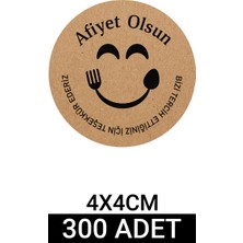Woisco Afiyet Olsun Etiket Kraft Sticker, 300 Adet (4X4CM) Paketleme Ambalaj Kargo Ürün Etiketi T.no:18