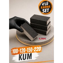 Cnr Zımpara 4'lü Takoz Sünger Zımpara Seti 100-120-150-220 Kum Islak Kuru Çok Amaçlı Kullanım| Temizlik- Pas Sökücü Sünger