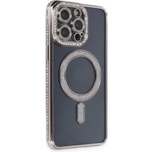 Marsilyan™- Apple Iphone 14 Pro Kılıf Joke Simli Magneticsafe Kılıf - Gri