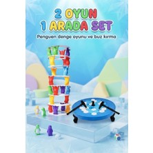 Farbu Oyuncak 2'li Eğitici Strateji ve Denge Oyunu- Buz Tuzağı Buz Kırma ve Penguen Denge Kulesi Aile Çocuk Oyunu