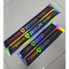 Şimika Ferrarı Araç Kapı Eşiği Sticker 4 Parça Set – Hologram Karbon Desen 2 Ön 2 Arka – 50 cm / 35 cm