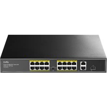 Cudy FS1018PS1 16 Port 10/100 Yönetilemez +2 Port Gb. 1 Sfp (1gb) Rack Mount (16 Port Poe+) 200W Swi