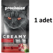 ‎Prochoice Prochoice Creamy Ton Balıklı ve Kızılcıklı Kedi Çimi Içerikli Sıvı Kısırlaştırılmış Kedi Ödülü 4 x 15 gr