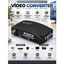 Video Converter Video To VGA Dönüştürücü Bnc S-Video VGA Giriş VGA Çıkış Kamera Uydu DVD Monitör Projeksiyon Görüntü Aktarım Cihazı
